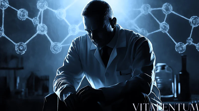 Scientist Contemplating Research in Laboratory AI Image