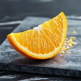 Vibrant Orange Wedge on Dark Stone