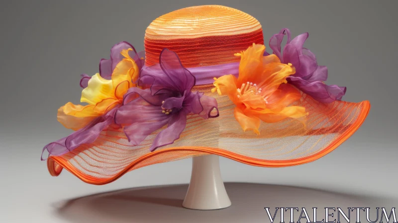 Vibrant Orange and Purple Flower Hat | Octane Render Technique AI Image