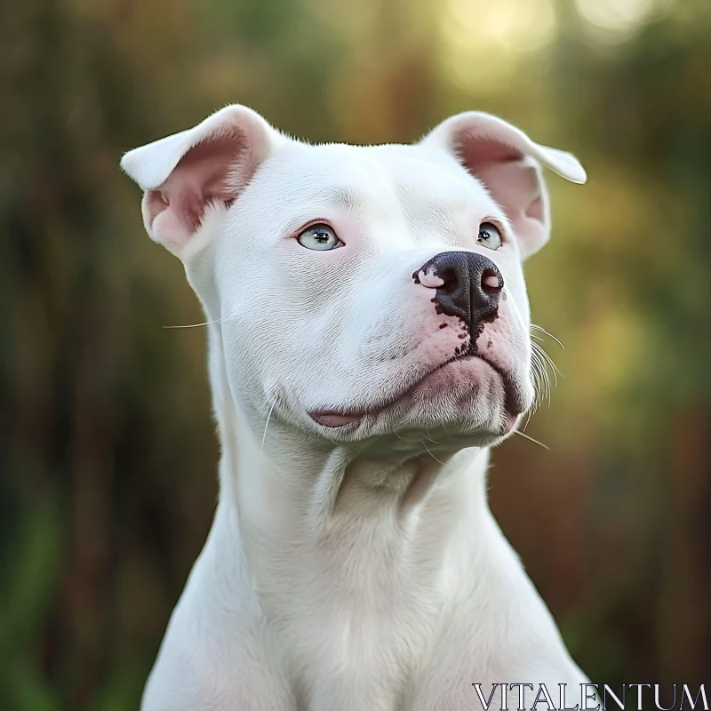 White Dog with Light-Colored Eyes AI Image