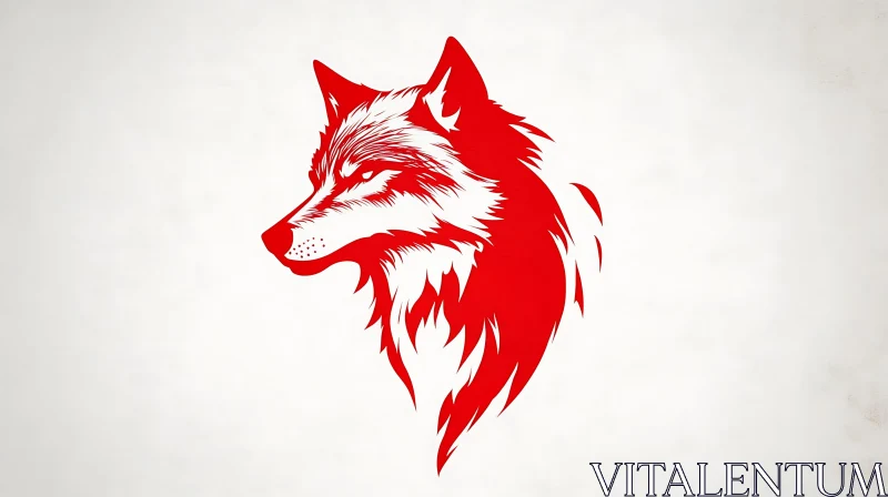 AI ART Crimson Wolf Profile - Graphic Animal Design