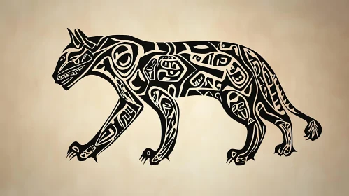 Stylized Panther with Tribal Patterns Design