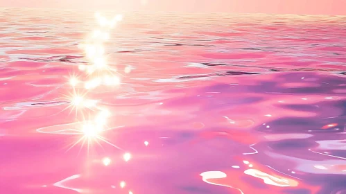 Pink Ocean Shimmering in Sunlight