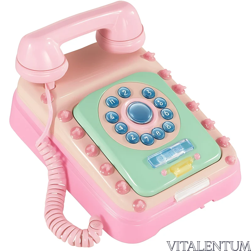 AI ART Vintage Pink and Green Toy Phone