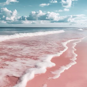 Pastel Seascape with Pink Shoreline