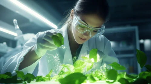 Scientist Studying Green Leaves