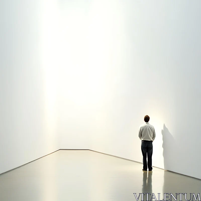 AI ART Solitude in White: A Man's Reflection