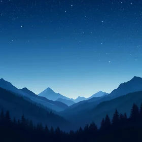 Peaceful Mountain Range at Night