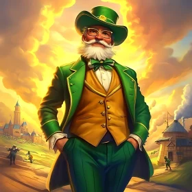 Vintage Leprechaun with Green Outfit