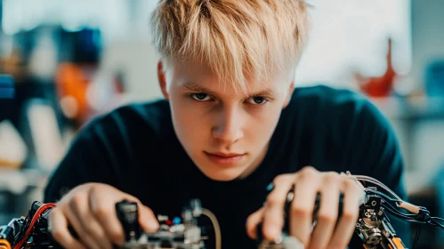 Concentrated Engineer Assembling Electronic Components
