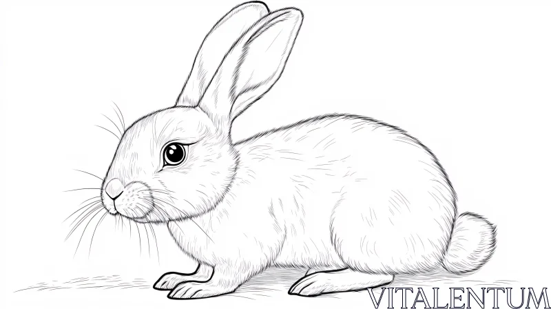 Monochrome Rabbit Drawing: Whimsical Art AI Image