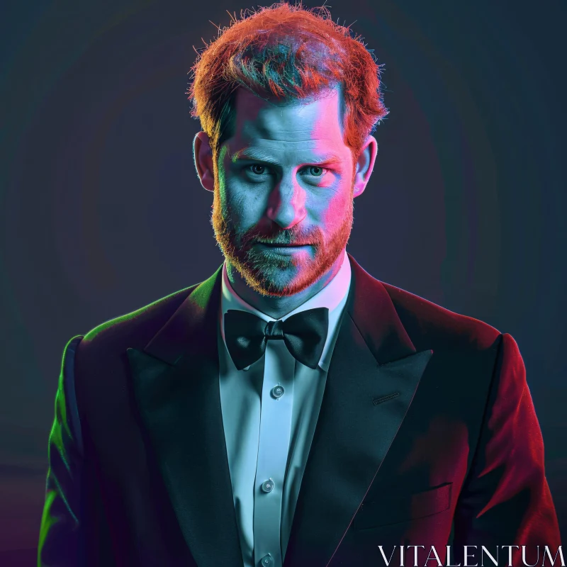 Prince Harry in Artistic Lighting AI Image