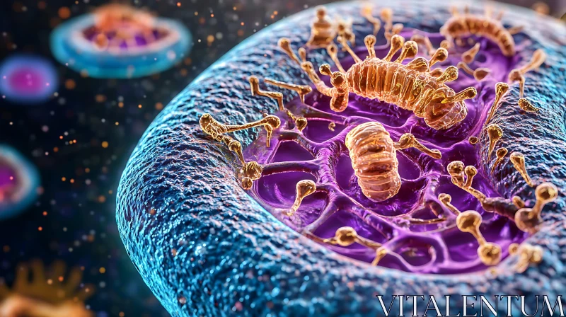 Cellular Pathogens: A Microscopic Infection Scene AI Image