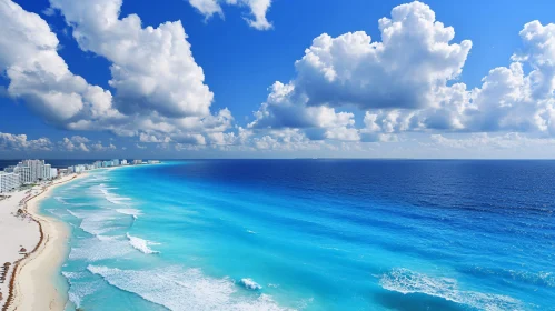 Coastal Beauty: Turquoise Sea and Clouds