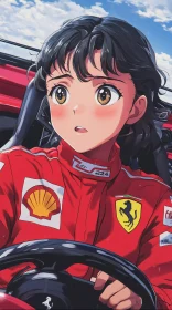 Anime Racing Character in Red Suit