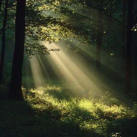 Rays of Light Through Forest Trees