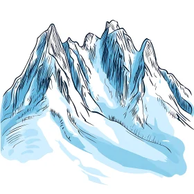 Snowy Mountain Range Artistic Sketch