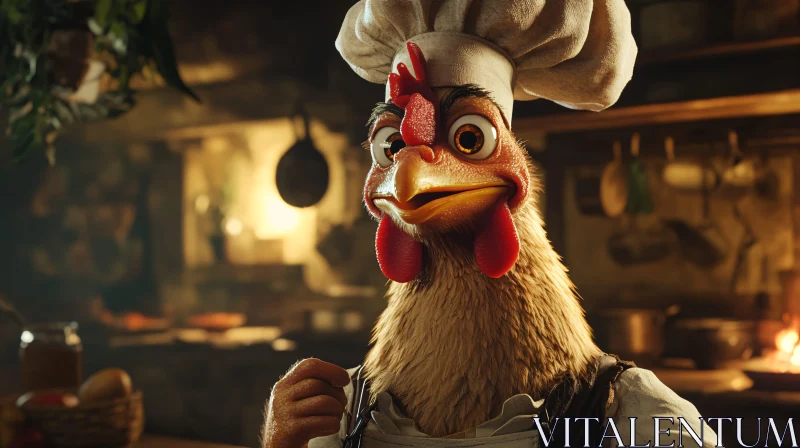 Charming Chicken Chef Ready to Cook AI Image