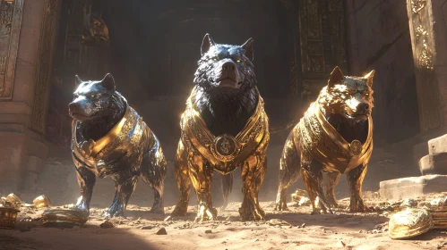 Regal and Mythical Dogs Adorned in Gold