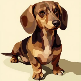 Illustrated Portrait of a Dachshund