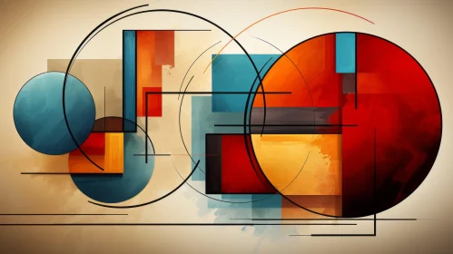 Bauhaus Inspired Abstract Art with Lines and Circles
