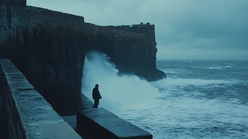 Man watching ocean waves