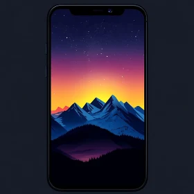 Starry Mountain Sunset Phone Screen