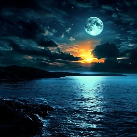 Serene Moonlight Reflection on the Sea