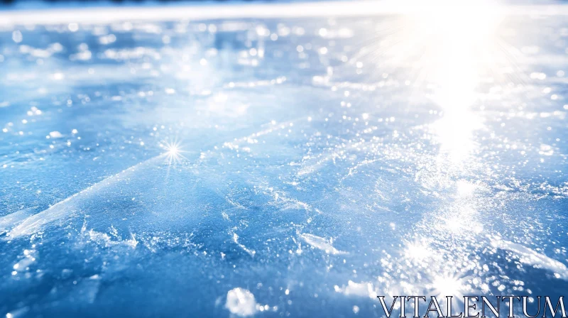 Sunlit Frozen Ice Surface AI Image