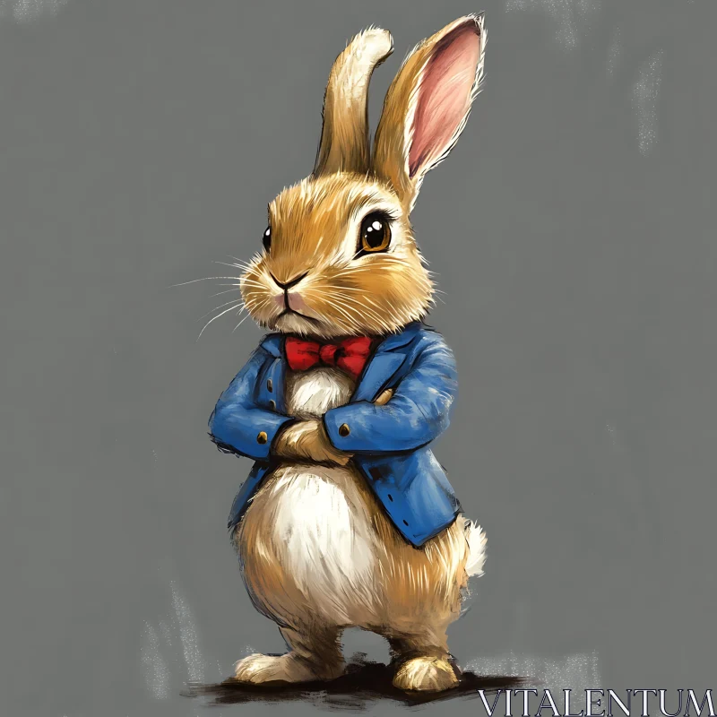 AI ART Whimsical Rabbit with Bow Tie