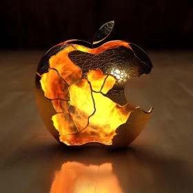 Fiery Golden Apple with Cracks