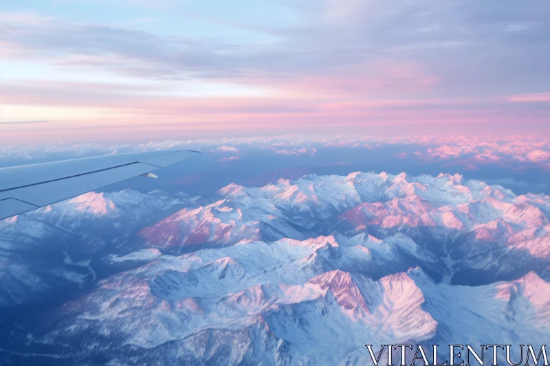 Snowy Peaks from Airplane Window AI Image