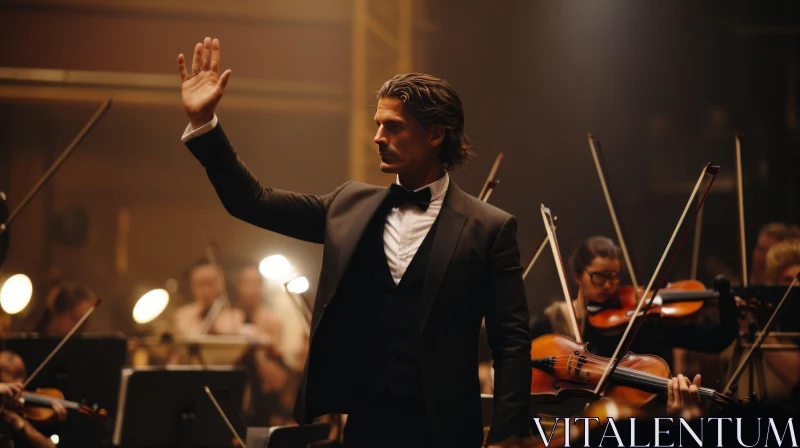Orchestra Conductor in Barroco Style - Cinematic Still AI Image