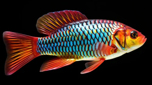 Stunning Tropical Fish Art - Bold Colorism on Black Background
