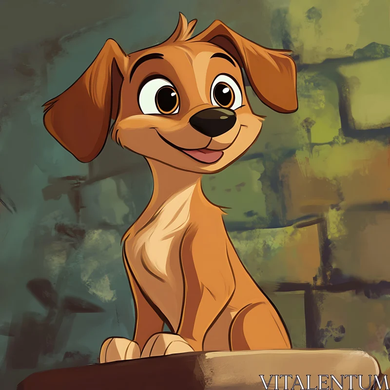 Adorable Cartoon Dog on Abstract Background AI Image