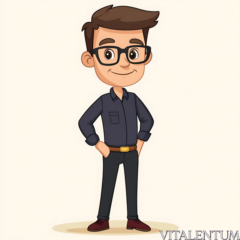 AI ART Confident Cartoon Character Illustration