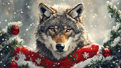 Festive Wolf in Winter Wonderland