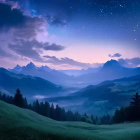 Starlit Mountains and Verdant Valleys