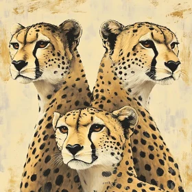 Three Cheetahs, Feline Portrait