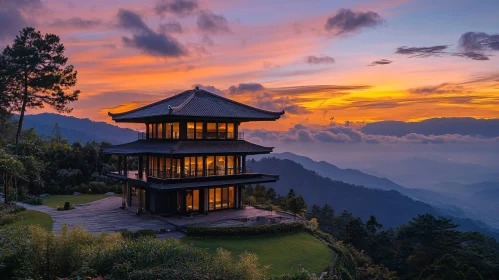 Mountain View House at Sunset