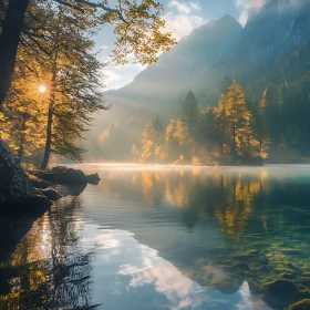 Still Lake Under Mountain Peaks