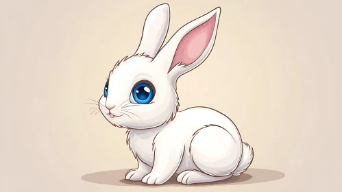 Cartoon Rabbit with Blue Eyes