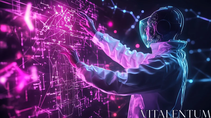 Neon Lit Metaverse Interaction Concept AI Image