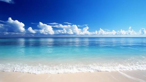 Seascape with Blue Sky and White Sand