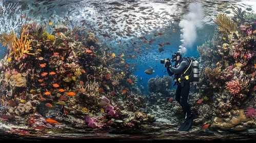 Scuba Diver and Coral Reef Ecosystem