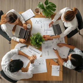 Team Working Together on Financial Reports
