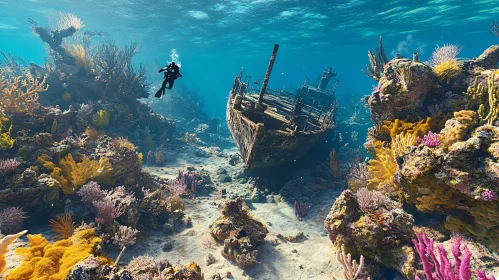 Underwater Shipwreck and Coral Reefs