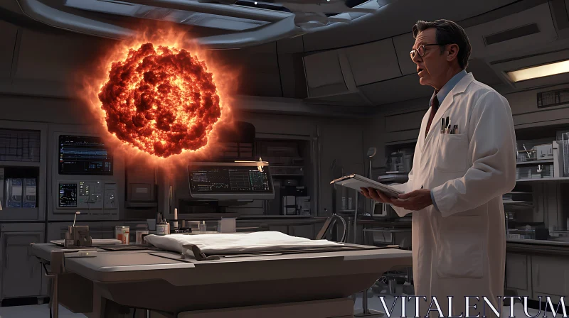 AI ART Lab Anomaly: Scientist and Floating Fire