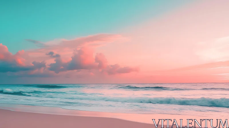 AI ART Calm Ocean View at Sunset