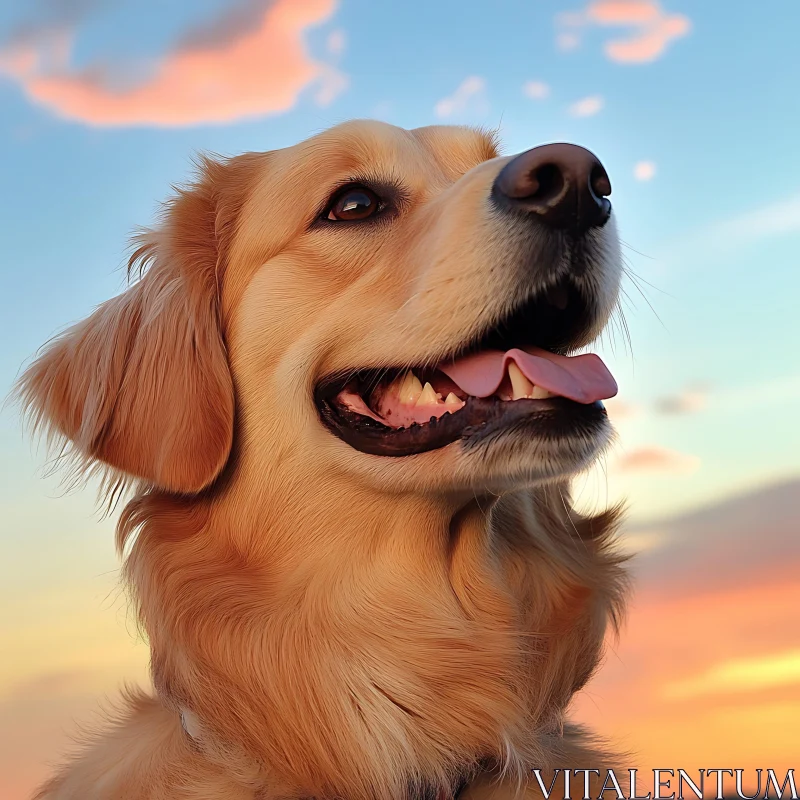 Dog Portrait at Sunset AI Image